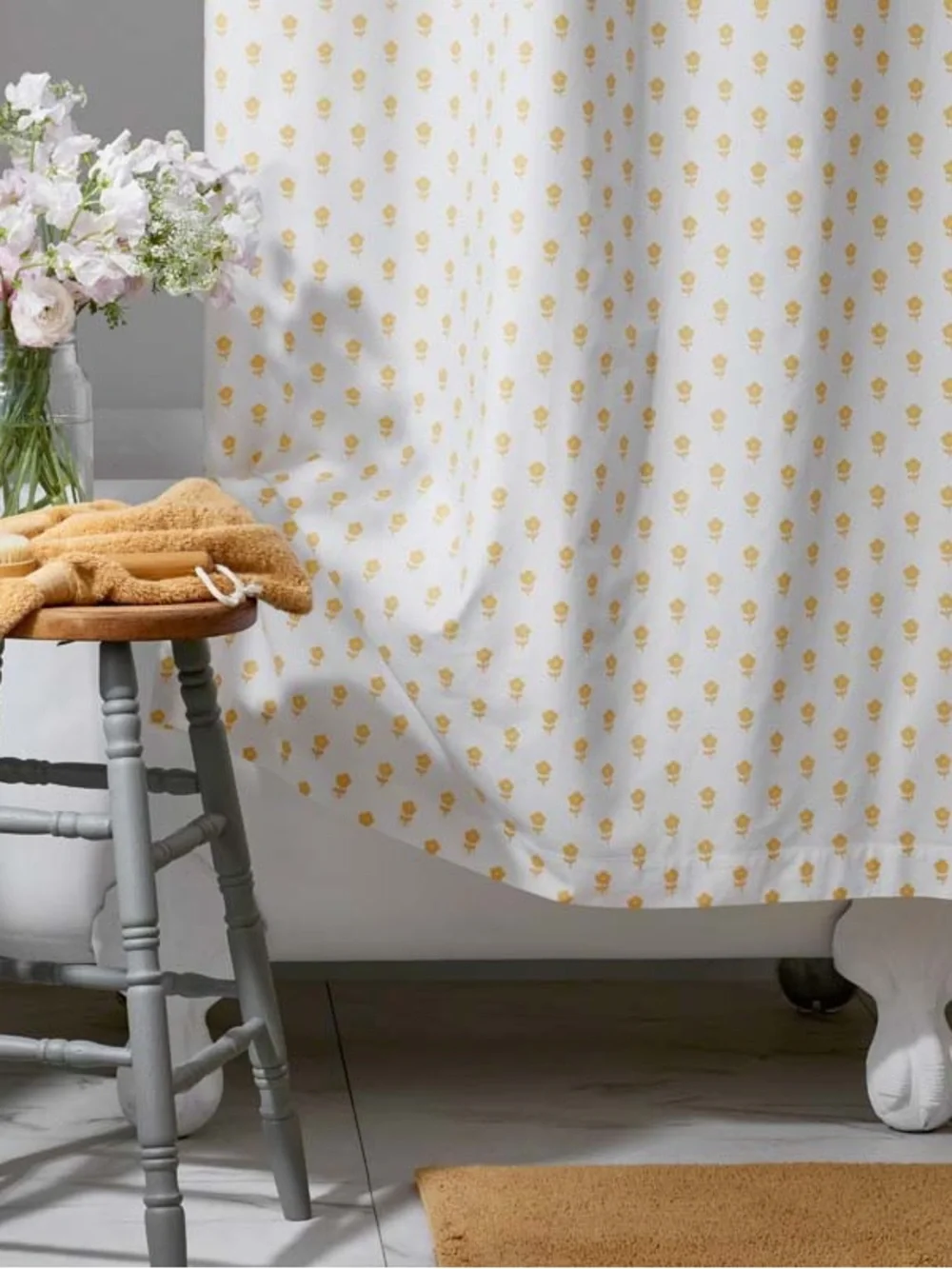 Heather Taylor Home yellow flower shower curtain. NWT